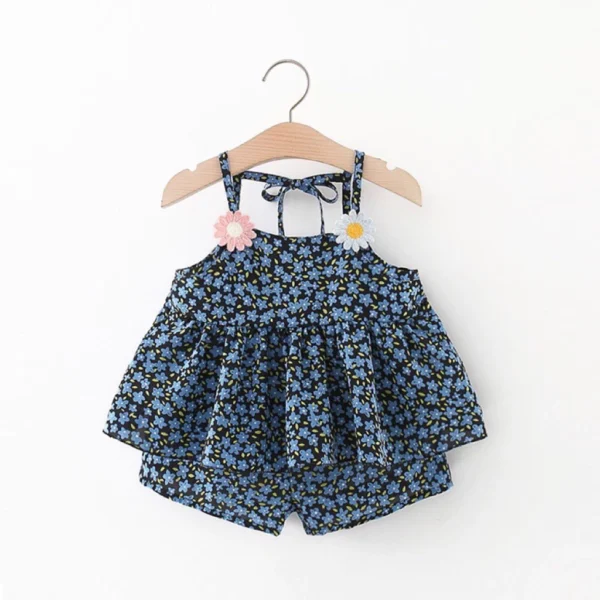 PRELOVED   Baby Girl Top and Pants Blue   Size 100